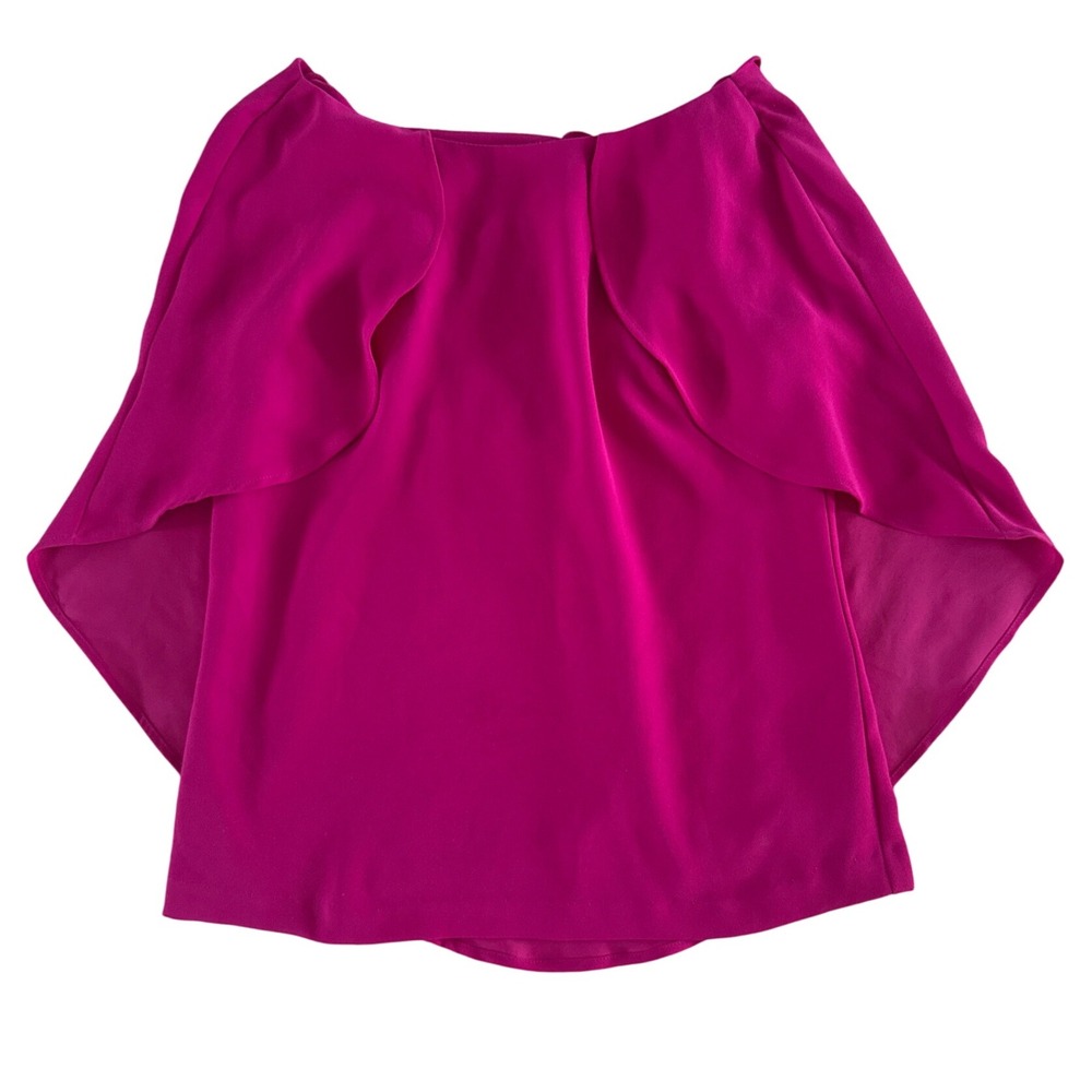 Trina Turk Fuchsia Pink Cape Overlay Blouse‎ Top Womens Size XS Extra Small